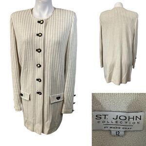 St. John Collection Cream Blazer with Black Accents